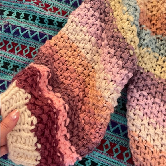 NWOT Boho Cardigan By Three Birds Nest  in Pink Multie size L - Picture 6 of 9